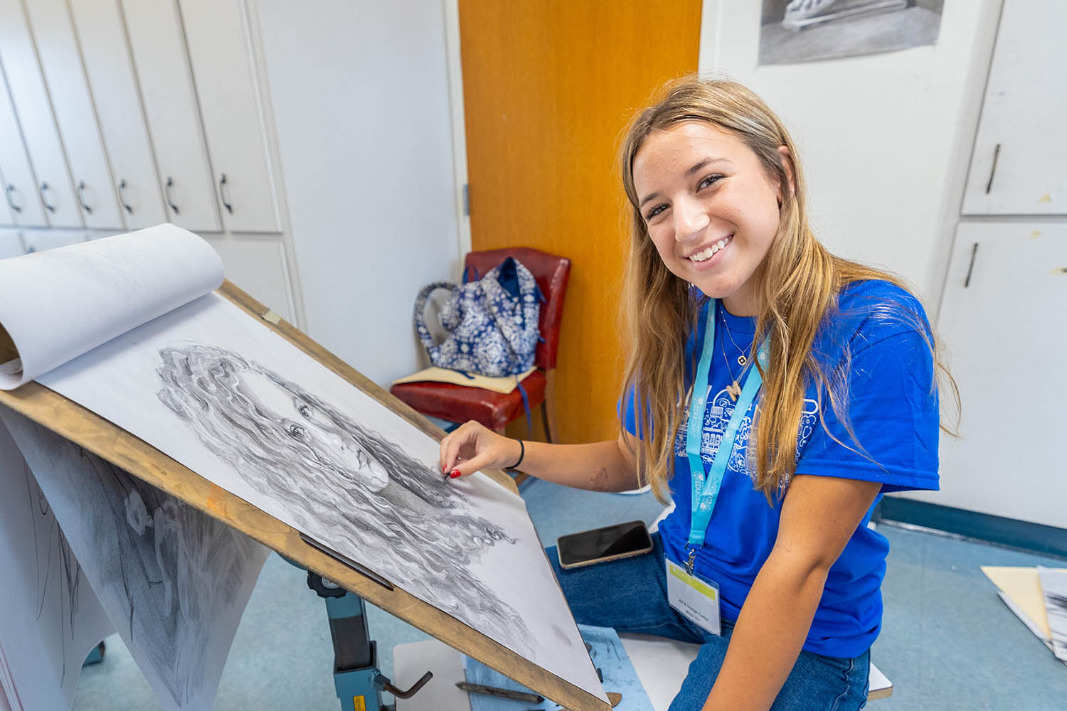 Campers explore creative expression during the Art + Design EDUcamp at Bob Jones University in Greenville, S.C., Wednesday, July 9, 2025. Designed for high school students, the camp combines hands-on instruction in traditional and digital art techniques with a biblical perspective on creativity, encouraging students to reflect their faith through visual storytelling. (photo by Derek Eckenroth)