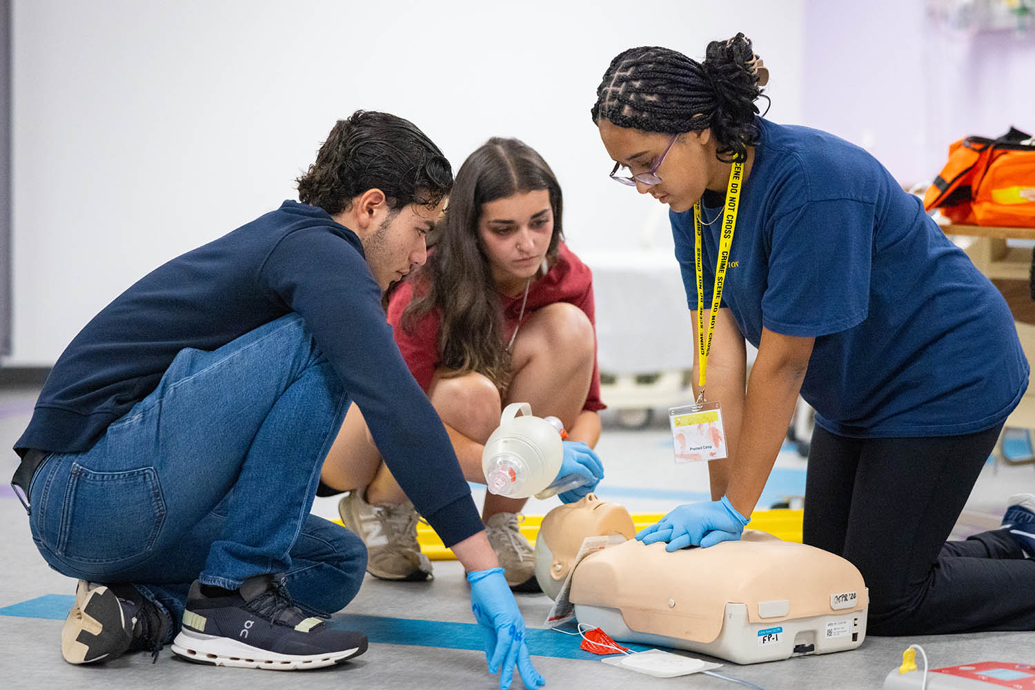 Students explore medical concepts during the Pre-Med EDUcamp at Bob Jones University in Greenville, S.C., Friday, July 25, 2025. The camp introduces high school students to foundational topics in medicine and healthcare, offering hands-on experiences and insights into careers in the medical field from a Christian perspective. (photo by Derek Eckenroth)